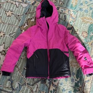 EUC Worn Once Only Vibrant Pink and Black Hooded Winter Jacket